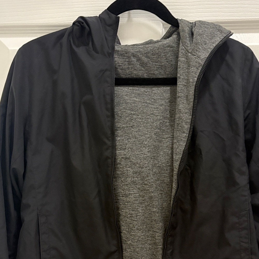 Women's Black Hooded Jacket with Gray Lining